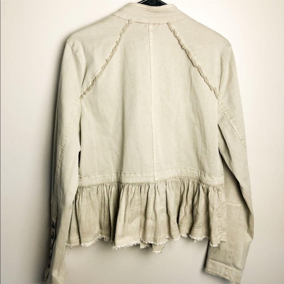 Anthropologie Free People Double Breasted Peplum Military Jacket Beige - Picture 3 of 5